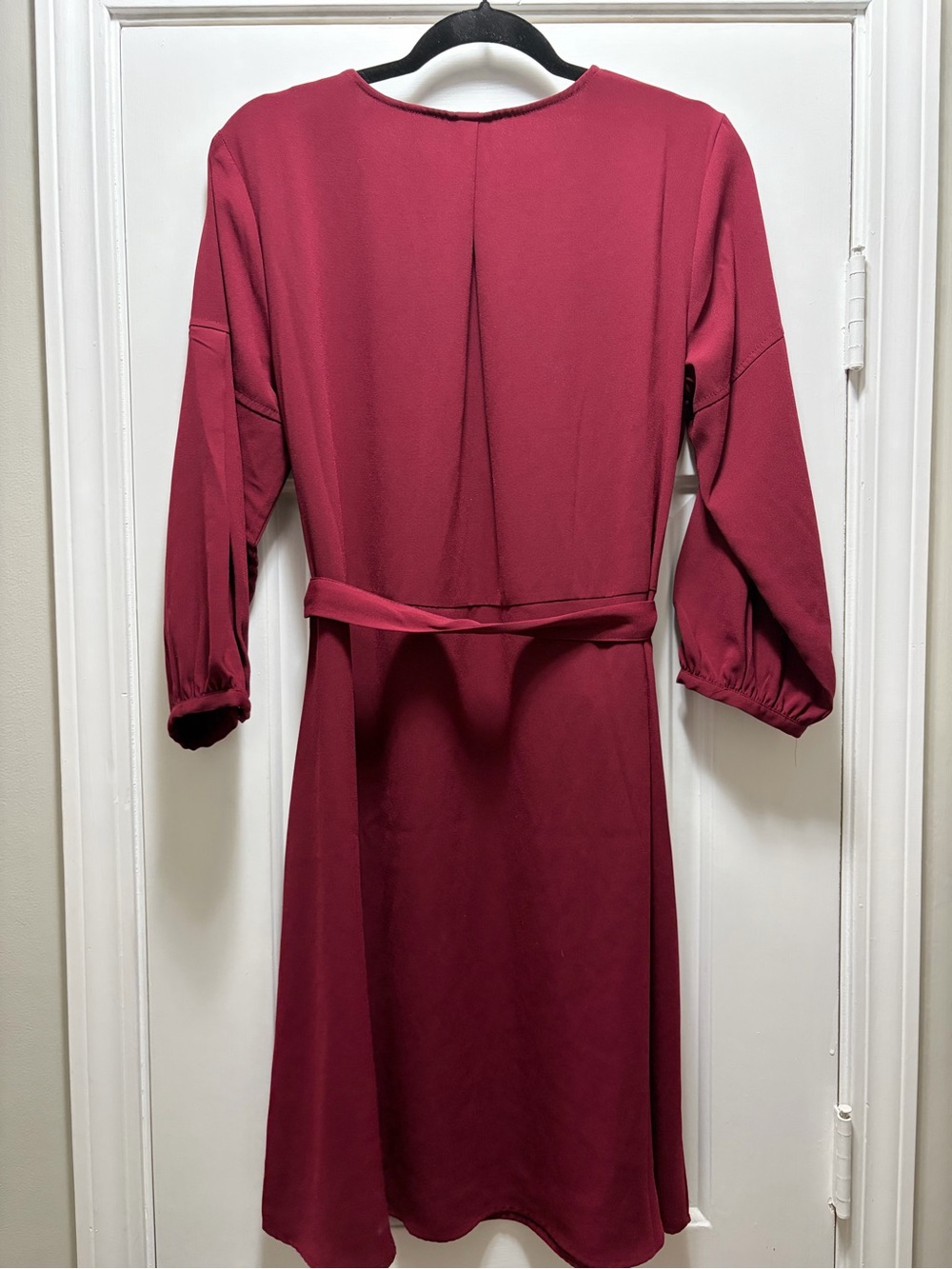 a new day Burgundy Tie-Waist V-Neck Midi Dress - Picture 6 of 6